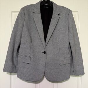 Theory Black & White Houndstooth Single-Button Shrunken Blazer